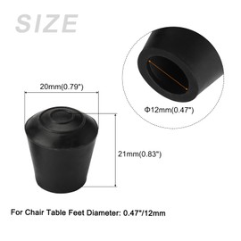METALLIXITY Chair Leg Cap 12mm Inner Diameter 4pcs Round Rubber Chair Leg Caps Floor Protectors Furniture Chair Legs Black