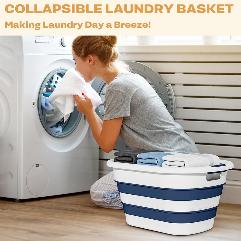 OOAMBB 43L(11.5Gallon) Collapsible Laundry Basket Plastic, Pop Up Laundry hamper/Storage