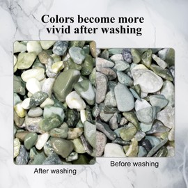 Natural Pea Gravel Pebbles for Plants, Fish Tank Gravel, Small Rocks for Outdoor Landscaping, Terrarium, Fish Tank, Home Decoration (10 Pounds, 0.6-1.2 inch, Green)