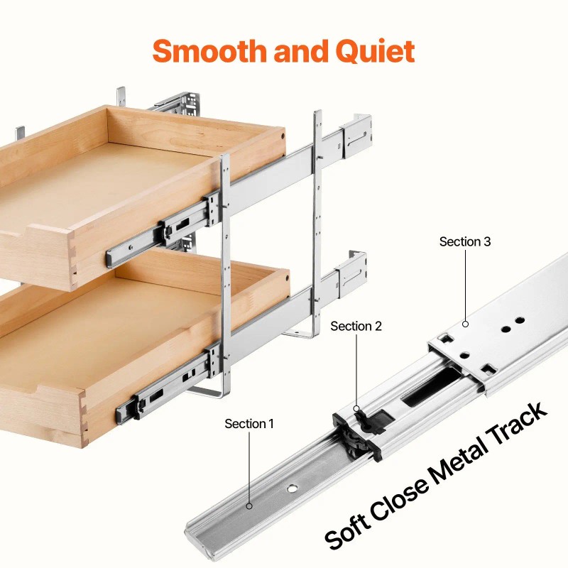 2-Tier Pull-Out Cabinet Organizer Soft Close Slide Out Wood Drawer