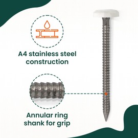 100 x Large White 50mm UPVC Poly Top Pins Nails Plastic Headed Fascia Fixings