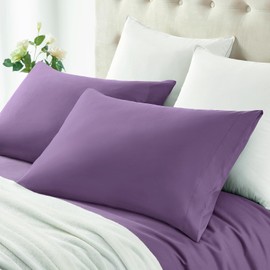 MILVOWOC 2Pcs Brushed Microfiber Queen Pillowcases - 20 x 30 Inch, Purple Pillow Case Set Non Slip Envelope Pillow Cover with Moisture Absorption and Anti-Wrinkle