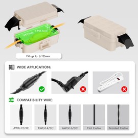RESTMO Outdoor Electrical Box with Detachable Shield Covers, IP55 Waterproof Plug and Outlet Cover, Extension Cord Protector for Christmas Lights, Garden, Holiday Decorations – Almond