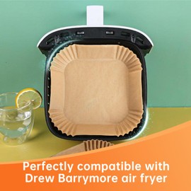 100Pcs 8 Inch Air Fryer Liners Compatible with Drew Barrymore, Disposable Parchment Paper, Non-Stick, Heavy Duty Air Fryer Paper for Air Fryer, Oven, Steamer Pot & Microwave