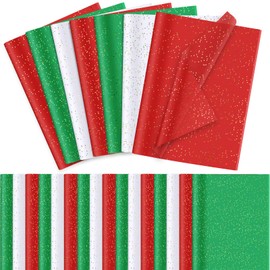 300 Sheets Christmas Tissue Paper Glittery Colorful Sparkle Gift Wrapping Paper Assorted Red Green White DIY Art Craft Paper for Christmas Party Wine Bottles Xmas Gift Decor, 20 x 26 Inch