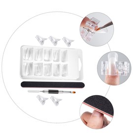 Mikinona 1 Set Nail Extension Set Kit Para Rhinestones Supplies Nail Tips Square Artificial False Nails Airbrush Press Nails Short Gel Trimmer Tweezer Cuticle Drill Nail File Plastic