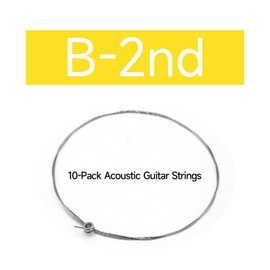 Soundspire 10-Pack Acoustic Guitar Strings, B-2nd Light Tension Brass Wound (Corrosion-Resistant, Bright Well-Balanced Tone B)