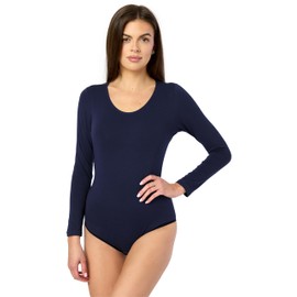 Merry Style BD900 Women's Long-Sleeved Cotton Bodysuit Comfortable Body Women's Elegant, darkblue