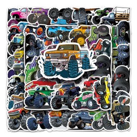 50 Pcs Monster Truck Stickers Cute Waterproof Car Stickers for Laptop Skateboard Hydroflasks Luggage Car Bike Phone Notebook Suitcase Computer,Cartoon Truck Car Decals for Teens Kids Adults