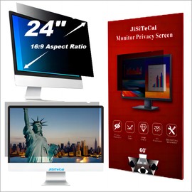 JiSiTeCai 24 Inch Computer Privacy Screen Filter for 16:9 Widescreen Monitor, Removable Eye Protection Anti Glare Blue Light Filter Privacy Shield, Anti Spy Screen Protector Film 24 In