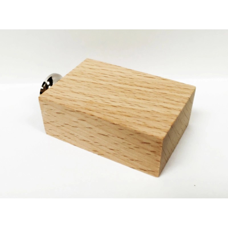 Lite Accents Lamp Finial-SOLID BEECH WOOD RECTANGLE BLOCK-W/Dual Thread Base-Chrome