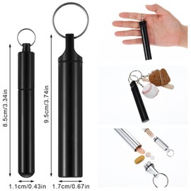 Heclia 4PCS Metal Portable Toothpick Holder Mini Toothpick Container Small Travel Box with Keychain Dental Pick Holder Toothpicks Dispenser Aluminum Alloy Pocket Toothpicks Cases For Outdoor Picnic