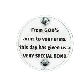 Needzo Catholic Silver Tone Godchild Baptism Keepsake Pocket Token, 1 1/8 Inch