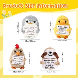 4PCS Positive Animals Cute Emotional Support Pickle Funny Mini Positive Crochet Decorations Encouragement Gifts Mini Funny Knitted Cheer Up Gift for Friends, Parties, Christmas Decoration