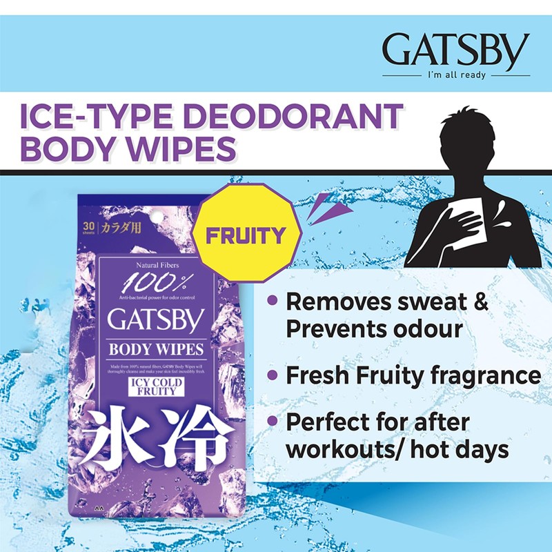 Mandom Gatsby Ice Body Paper Ice Fruity 30 Sheets