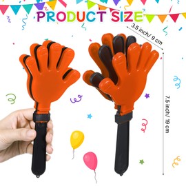 Syhood 6 Pcs Hand Clappers 7.5 Inch Noise Makers Party Favors Sports Clapper Plastic Clapper Sporting Events Cheers for Football Basketball Game Birthday Decorations Gift Supplies (Orange and Black)