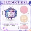 Set De Puff For Polvo Tioncy Con Contenedor Mariposa Morado