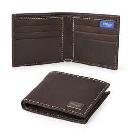 Wrangler Men's Bifold Wallet, Slim Casual Genuine Leather Purse, Gift for Him