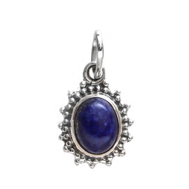 GemInspire 925 Sterling Silver Blue Lapis Lazuli Pendant for Women, Genuine September Birthstone Jewelry, Oval Oxidized, Trendy Natural Gemstone Necklace, Gift For Her