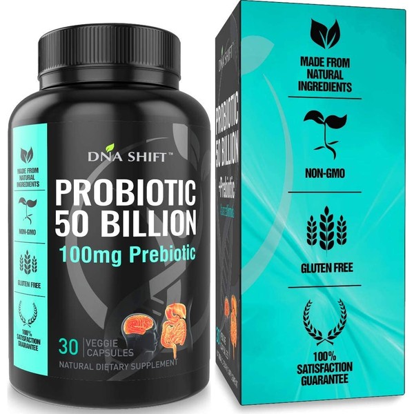 DNA SHIFT 50 Billion Probiotic Prebiotic. Pro 50 Probiotics with Prebiotics. Pre and Probiotics 50 Billion CFU. Lactobacillus Probiotic and Prebiotic. Lactobacillus Gasseri, Immune Support