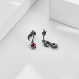 HKPATOP Music Note Earrings 925 Sterling Silver Black Musical Earrings Studs Music Jewelry Gifts For Women Singers, No Gemstone