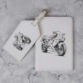 Azeeda 'Modern Motorbike' Passport Cover & Luggage Tag Travel Set (PA00029807)