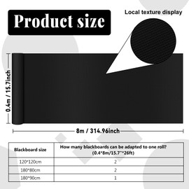 Black Bulletin Board Roll Reusable Waterproof Erasable Bulletin Board Fade Resistant Wrinkle Resistant Poster Non-Woven Fabric Bulletin Board Roll for Classroom Decor Wrapping Crafts（15.7" x 26ft）
