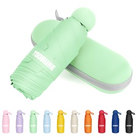 Yoobure Travel Umbrella Portable Compact Umbrella, Pocket Mini Umbrella for Purse UV Umbrella, Umbrellas for Rain Small Umbrella for Backpack, Sun Umbrella with Case Folding Umbrella for Kids Women