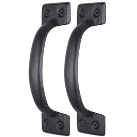 WEBI Rustic Gate Handle:Cast Iron Sliding Barn Door Handle,Vintage Gate Pull Handle Fence Cabinet Handles for Outdoor,Garage,Interior,Black,2 Packs