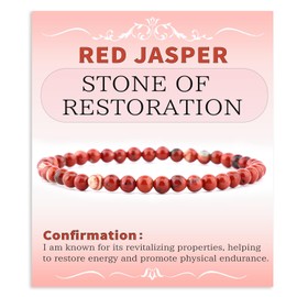 4mm Red Jasper - Handmade Reiki Gemstone Stretch Bracelet, Natural Beauty & Spiritual Essence, Crystal Healing for Unisex Adults