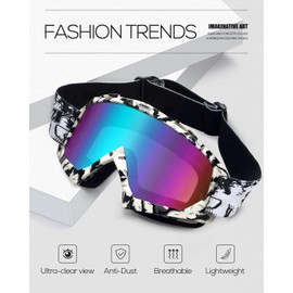 BATFOX Dirt Bike ATV Goggles Motorcycle Gear Riding Motocross Dirtbike 4-Wheeler MX DH Accessories Goggles Glasses for Men Women Youth UV400 Protection Dust-proof Anti-Slip Strap