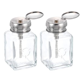 HARFINGTON 2pcs Solvent Alcohol Dispensers 120ml(4oz) Conical Push Down Liquid Dispenser Pump Bottle Sprinkler Head with Stainless Steel Tube and Copper Core for Acetone Polish Remover