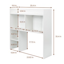 storenization Desktop Bookshelf 37" Tall, White Desk Hutch for Computer Desk, 4-Tire Wood Desk Shelf Storage Organizer for Office Home