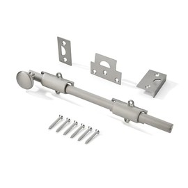 khtumeware 12 inches 1-Pack, Brushed Satin Nickel Solid Brass Dutch Door Surface Slide Latches & Slide Surface Bolts, Decorative Surface Slide Bolts for Windows and Doors