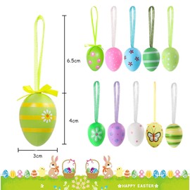 Moscare 24 Stück Ostereier zum Aufhängen, bemalte Nachahmung Ei hängende Dekoration Ostern hängende Ornamente für Osterdekoration, zufällige Stile (24 Stück)