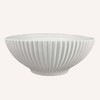 Benjara Zinia Decorative Bowl, Glossy White Ceramic Fluted Texture, 13