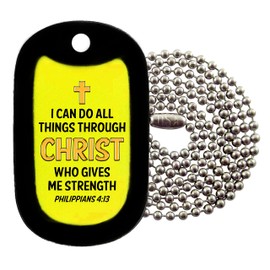 Tag-Z Military Dog Tags - Phil 4:13 Necklace - Yellow - Dog Tag Necklace