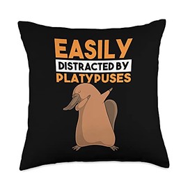 Dabbing Flossing Outfits & Costumes Easily Distracted by Platypus Funny Dab Dance Cute Throw Pillow, 18x18, Multicolor