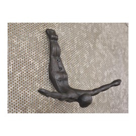 Ablerhome Decoration Diving Man Coat Hook Cast Iron Metal Figure Wall Mount Hanger Decor Towel Scarf Rack (Diving Man Hook)