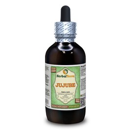 Jujube (Ziziphus Jujuba) Glycerite, Organic Dried Fruits Alcohol-Free Liquid Extract (Brand Name: HerbalTerra, Proudly Made in USA) 4 fl.oz (120 ml)