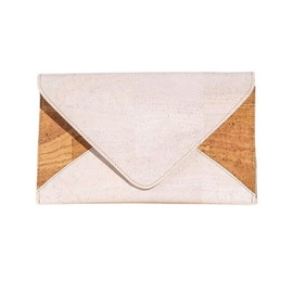 Cork Crossbody, Clutch, Shoulder Bag, Eco Friendly gift Vegan bag (Beige/White)