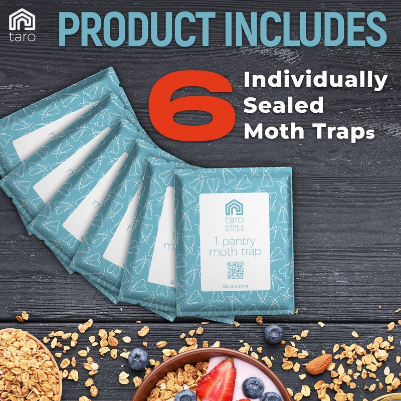 TARO 6-PACK Maximum Strength Pantry Moth Traps, Pantry Moth Killer,