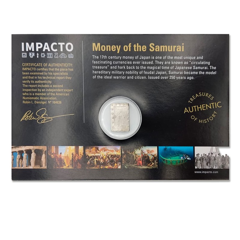 IMPACTO COLECCIONABLES Japanese Samurai Coin (17th Century), 8.5g - Certificate