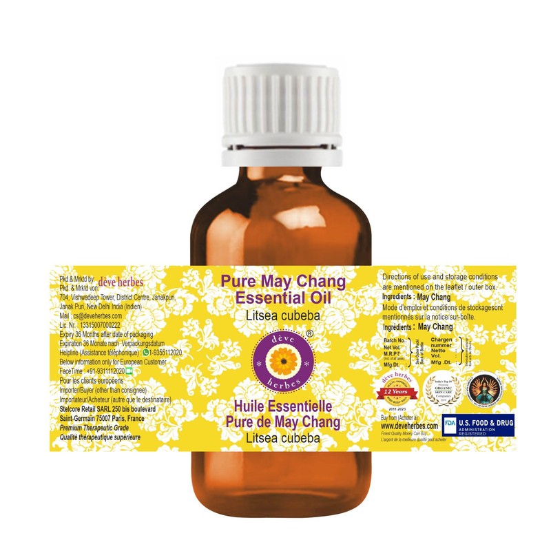 Deve Herbes Pure May Chang Essential Oil (Litsea cubeba) Steam