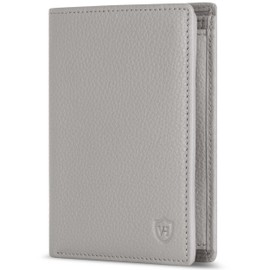 VON HEESEN Men's Leather Wallet with RFID Protection - Genuine Leather Wallet for Men - Women's Wallet, gray, portrait large (trifold)