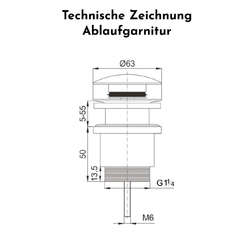 Bürstenking Sink Drain Fitting - Drain Valve with Hair Strainer