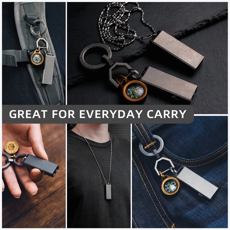 MecArmy CH15 Titanium Whistle with Dual-Tone Design and Keychain Ring