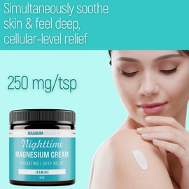 Nighttime Magnesium Cream – Soothing Relief & Relaxation, Highly Concentrated Magnesium for Muscles & Joints – Apply to Legs or Feet Before Bed – Skin-Friendly