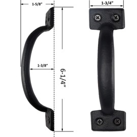 WEBI Rustic Gate Handle:Cast Iron Sliding Barn Door Handle,Vintage Gate Pull Handle Fence Cabinet Handles for Outdoor,Garage,Interior,Black,2 Packs