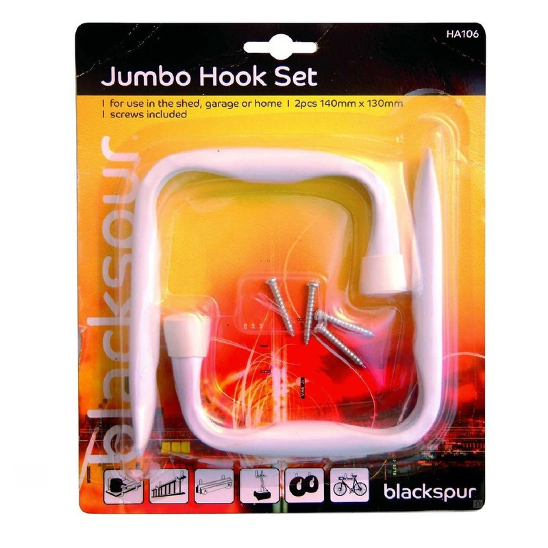 2 x White Jumbo Ladder Hooks / Large Garage Shed